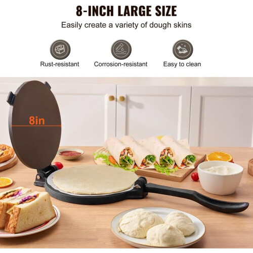Cast Iron Tortilla Press 8Inch HeavyDuty Tortilla Maker 2