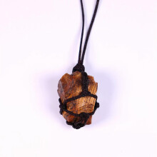 Natural gemstone Tiger's Eye Quartz net pocket pendant crystal necklace