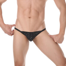 Men's Shiny Briefs Low Waist Sexy Underwear Bulge Pouch String Breathable Stretch Sports Underwear Bikini Men's Underwear Black XXL