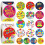 2 Roll Round Celebration Sticker For Kids-Style 4 plus style 5 1