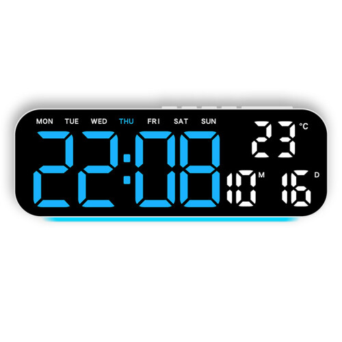 Clock LED Mood Lamp Progressive Alarm For-White shell blue lig