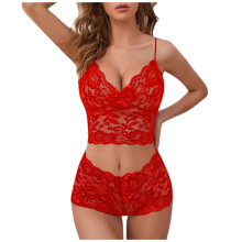 Women's Sexy Underwear Nightgown Lingerie Printed Lingerie Robe (Red, XL)