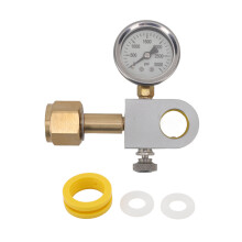 Adattatore per ricarica CO2 con manometro argento, adattatore rapido per ricarica di gasatore di soda compatibile con macchine per soda DUO Terra Art