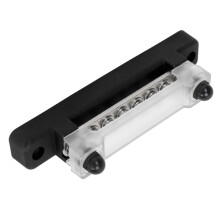 Black 48V 150A 6 Terminal Bus Bar Power Block with Cover M6 Studs M4 Screws