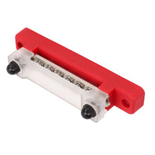 Marine RV Car 48V 150A Blocchetto di distribuzione con copertura, barra di distribuzione a 6 terminali, M6 e M4, colore rosso