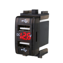 Încărcător rapid cu două USB, protecție la supraîncărcare, voltmetru digital, afișaj compatibil cu tehnologia de încărcare inteligentă