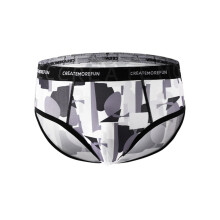 Men's Printed Briefs Ice Silk Panties QuickDrying Silky Smooth Briefs Fashionable Slim Fit Underwear Elastic Waistband Comfortable Underwear Gray M