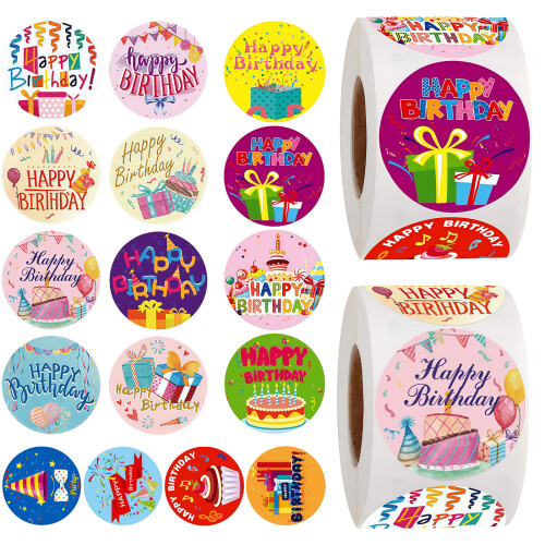 2 Roll Round Happy Birthday Decal Strong-Style 1 plus style 3