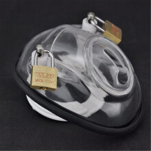BDSM Penis Ring Cage Chastity Cage With Fully Closed Lid And Urinary Hole Cover SM Bondage For Men Clear
