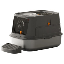 Oversized Untarnished Puss Waste Box With Sloped Entry-Gray