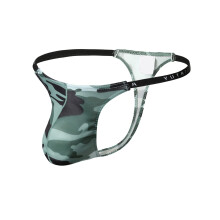 Men's Printed Breathable Camouflage Low Waist Knitted Thong Briefs XL
