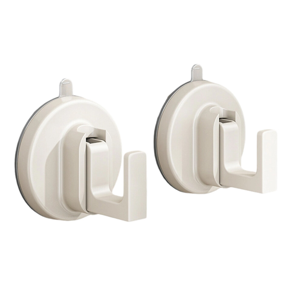 2Pcs Aluminum Suction Cup Hooks For Bathroom Kitchen-White 7751000597870
