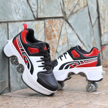 Quad Roller Skates 4Wheel Adjustable Boots For Women Men Boys Girls Red EU40 Unisex Beginner Gift