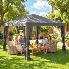 Outsunny Heavy Duty Pop Up Gazebo with Removable Mesh Sidewall Grey