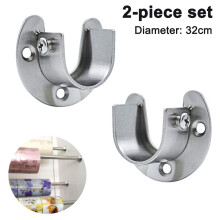 Quick Install Closet Flange, 2 Pack Stainless Steel Closet Rod Bracket, U-Shaped Closet Socket For Wardrobe, Shower Curtain, Silver Finish