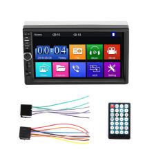 Autorradio Bluetooth 5.3 de doble DIN con pantalla táctil, sonido de alta fidelidad y entrada para cámara de reversa. Compatible con Android Auto y