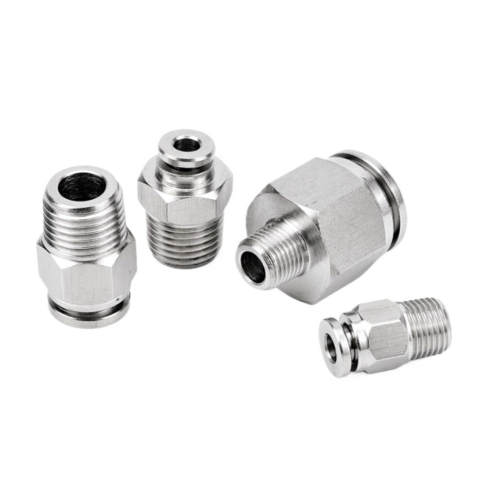 1Pc 3/8' Bspt Male Thread 304 Stainless Steel Pneumatic Push To Tube Fitting For 6Mm Tubing 9412369988577