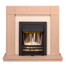 Adam Malmo in Oak & Black/Cream with Helios Electric Fire in Black, 39