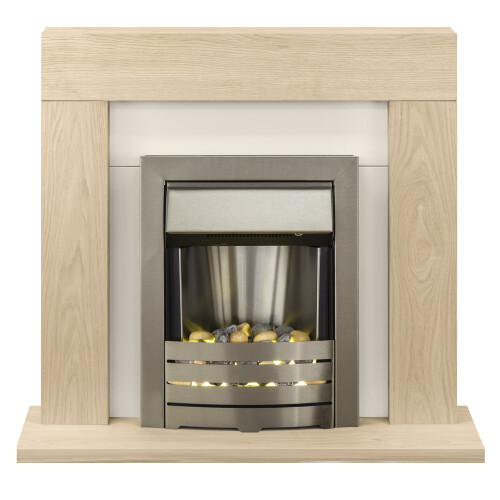 Adam Adam Malmo Electric Fireplace Suite Oak with Helios Electric Fire, 2000 Watt