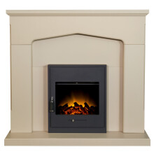 Adam Cotswold Fireplace Suite in Stone Effect with Oslo Electric Fire in Black, 48 Inch