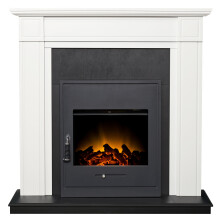 Adam Georgian Fireplace Suite in Pure White with Oslo Electric Fire in Black, 39 Inch