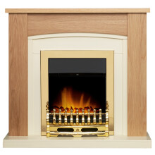 Adam Chilton Fireplace Suite in Oak with Blenheim Electric Fire in Brass, 39 Inch