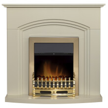 Adam Truro Fireplace Suite in Cream with Blenheim Electric Fire in Brass, 41 Inch