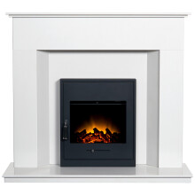Adam Alora White Marble Fireplace with Downlights & Oslo Black Electri