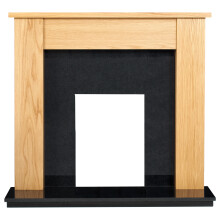 Adam Buxton Fireplace in Oak & Black Granite Stone, 48 Inch