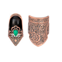 2Pcs Retro Metal Thimble Finger Tip Protector- A