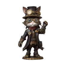 Halloween Themed Steampunk Inventor Cats-Cat Statue B Ornaments