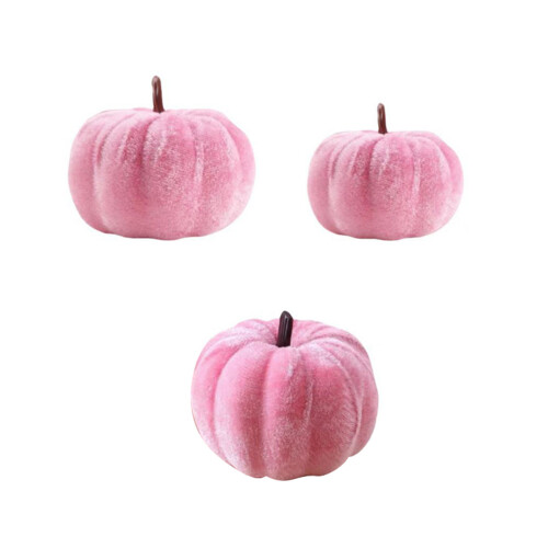 3Pcs Realistic Velvety Pumpkin Decorations Artificial Pumpkins