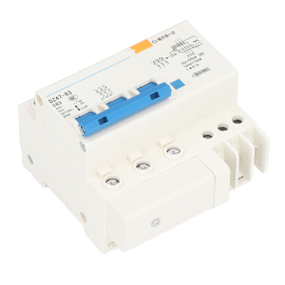 Dz47-63 C63 Mini Circuit Breaker 63A 400V Ground Fault Leakage Protection 7691375872465