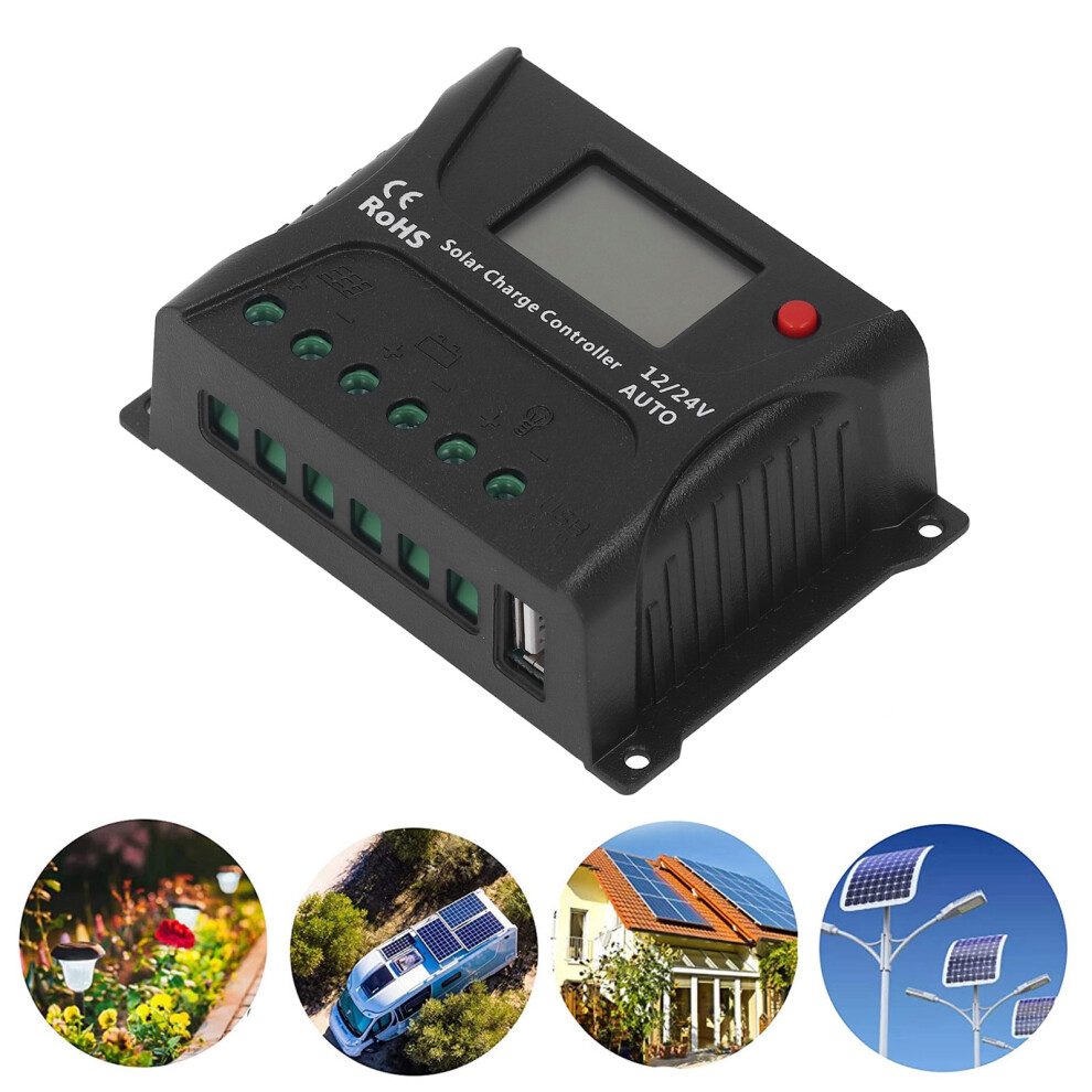 10A Pwm Solar Charge Controller With Usb 5V 1A, Abs, Ip30 5091375234935