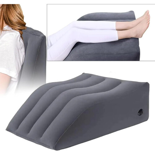 Wedge Pillow Inflatable Foot Elevation Pillow For Lower Back Support Travel Camping Bed Wedge Black 2