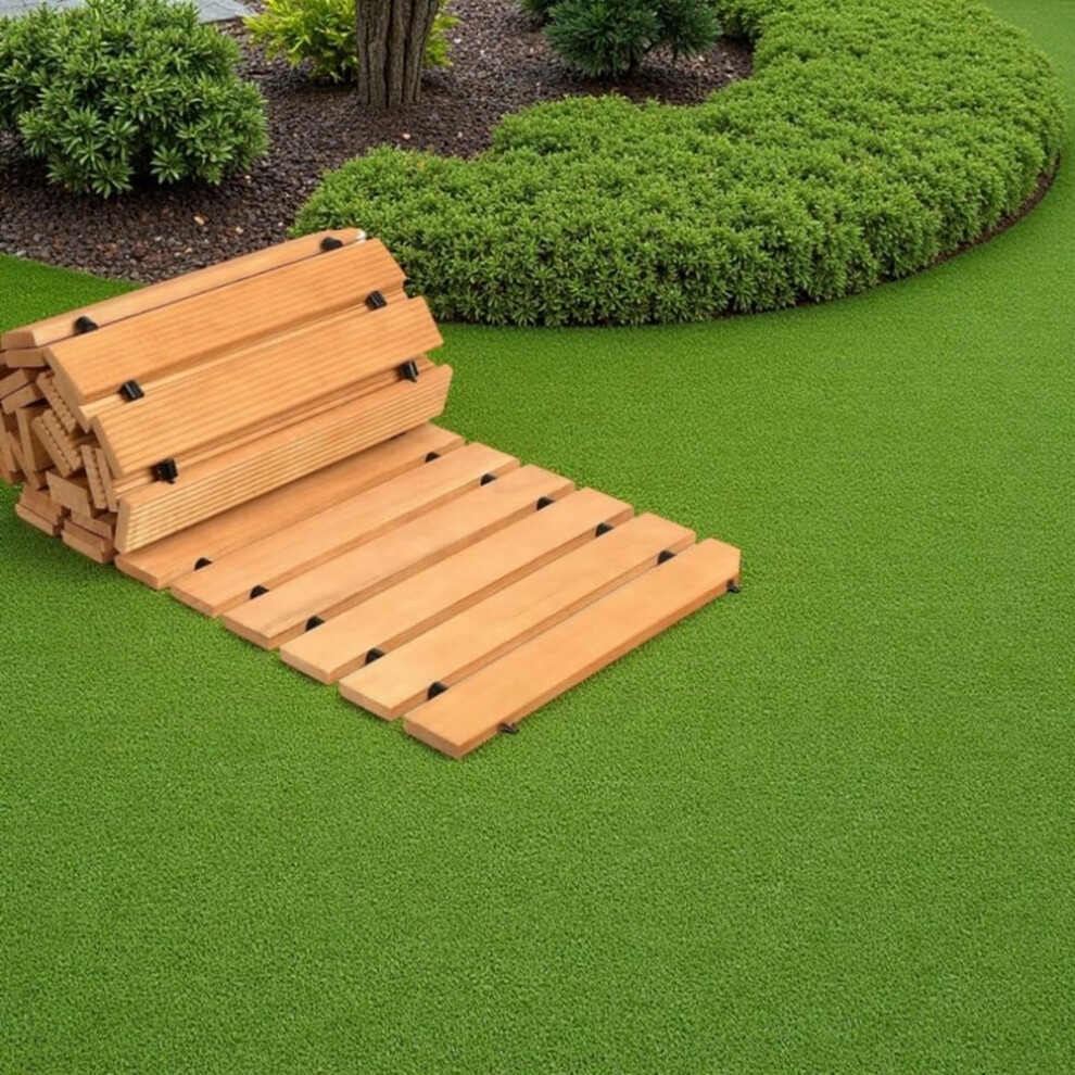 Weatherresistant Wooden Garden Pathway With Nonslip Surface, 25Ft Rollup Walkway For Lawn And Backyard 9199774110181