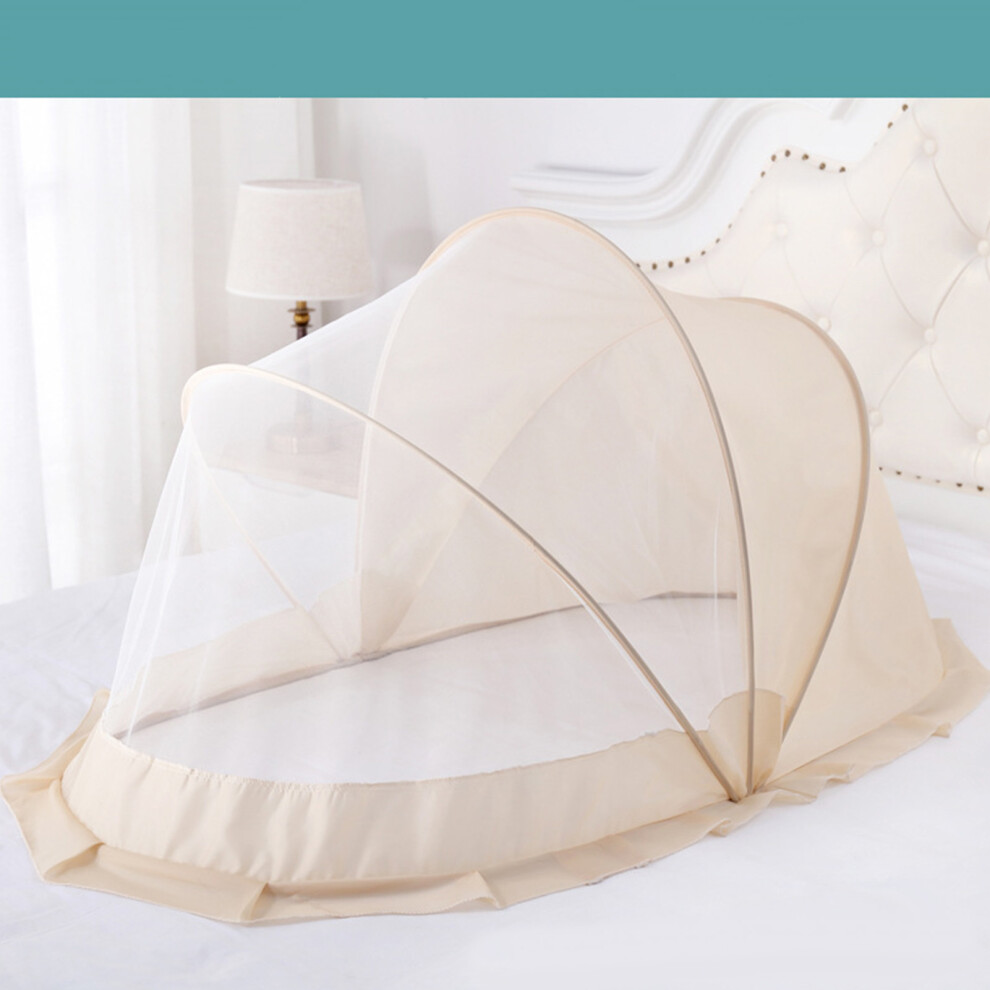Baby Bed Net Crib Tent Canopy, 133x68x66cm, Khaki, Safe Protection