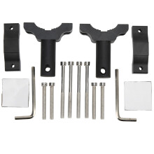 Duurzame aluminiumlegering lichtbeugel voor voertuigframes, zwart gepoedercoat voor weerbestendigheid, stevige mat met Uni Clamp-ontwerp.