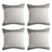 Decorative Throw Pillow Covers For Rustic Design, Classic Black And White Strong Chain Stitching, Linen Blend Soft Comfortable Fabric, Set Of 4pcs 45X