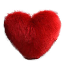 Decorative Cushion for Bedrooms, Heart Shaped Faux Fur Throw Pillow, Luxurious Feel and Elegance Decoration (Pink)
