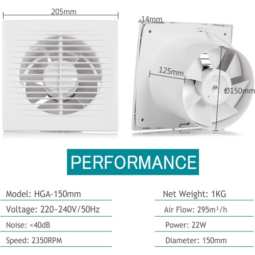 Exhaust Fan for Bathroom Balanced Air Solution, Silent Operation Durable ABS Plastic Copper Motor Quick Installation 1
