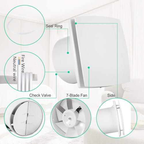 Exhaust Fan for Bathroom Balanced Air Solution, Silent Operation Durable ABS Plastic Copper Motor Quick Installation 2