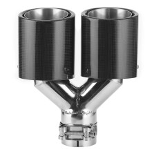 Stainless Steel Construction Exhaust Tip, Carbon Fiber Dual Outlet Tailpipe With Universal Fitment Rust Resistant Mirror Polished Easy Installation