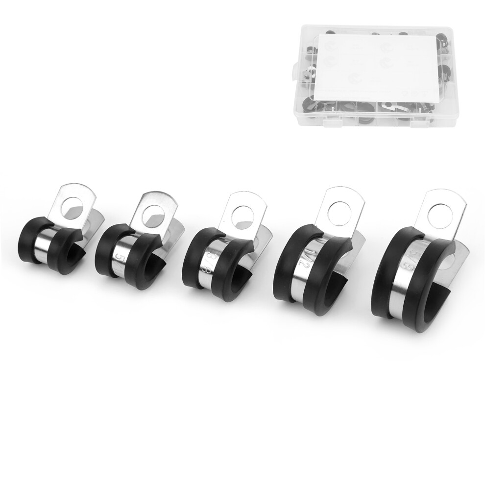 42Pcs Stainless Steel R Type Pipe Clamps Set 5 Sizes 1/4Inâ5/8In 8441379441919