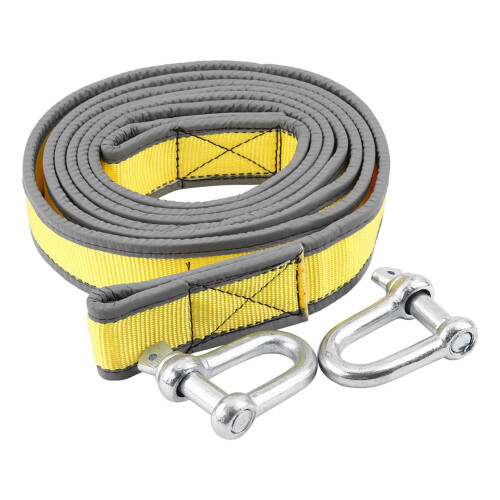 Woven Polyester Webbing Tow Strap, Woven Polyester Webbing with Reinforced Edging for Maximum Durability, Tow Strap with Hooks Metal Safety Hooks 1