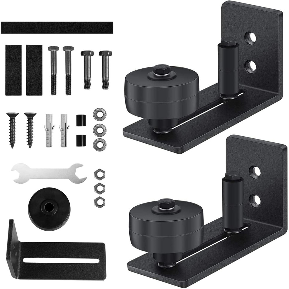Flush Bottom Design Sliding Barn Door Floor Guide, Wall Mount System With Adjustable Roller For Interior Exterior Doors, Heavy Duty Steel Bracket Ensu 9148971452310