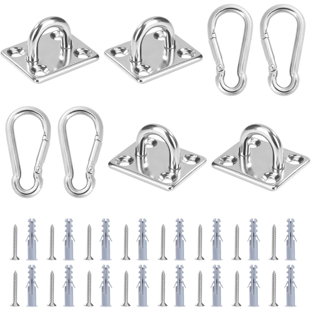 Secure And Sturdy Pad Eye Plate, Easy To Mount Marine Grade Hardware For Swings And Resistance Bands, Includes 40Pcs Of Heavy Duty M5 Hooks 9148971964189