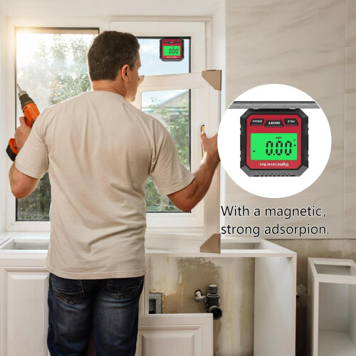 Digital Protractor, Digital LCD Protractor, Inclinometer With Clear Red Display, Bubble Box Included 1