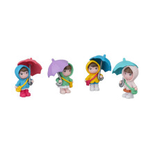 4Pcs Cartoon Rainy Day Umbrella Girl Dashboard Figurine Resins