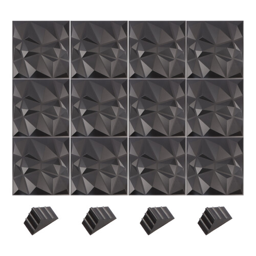 12 Stück 3D-Wandpaneele im Diamant-Design,